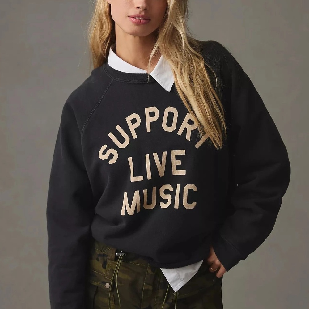 NWOT Original Retro Brand SUPPORT LIVE MUSIC crop sweatshirt 🎵
